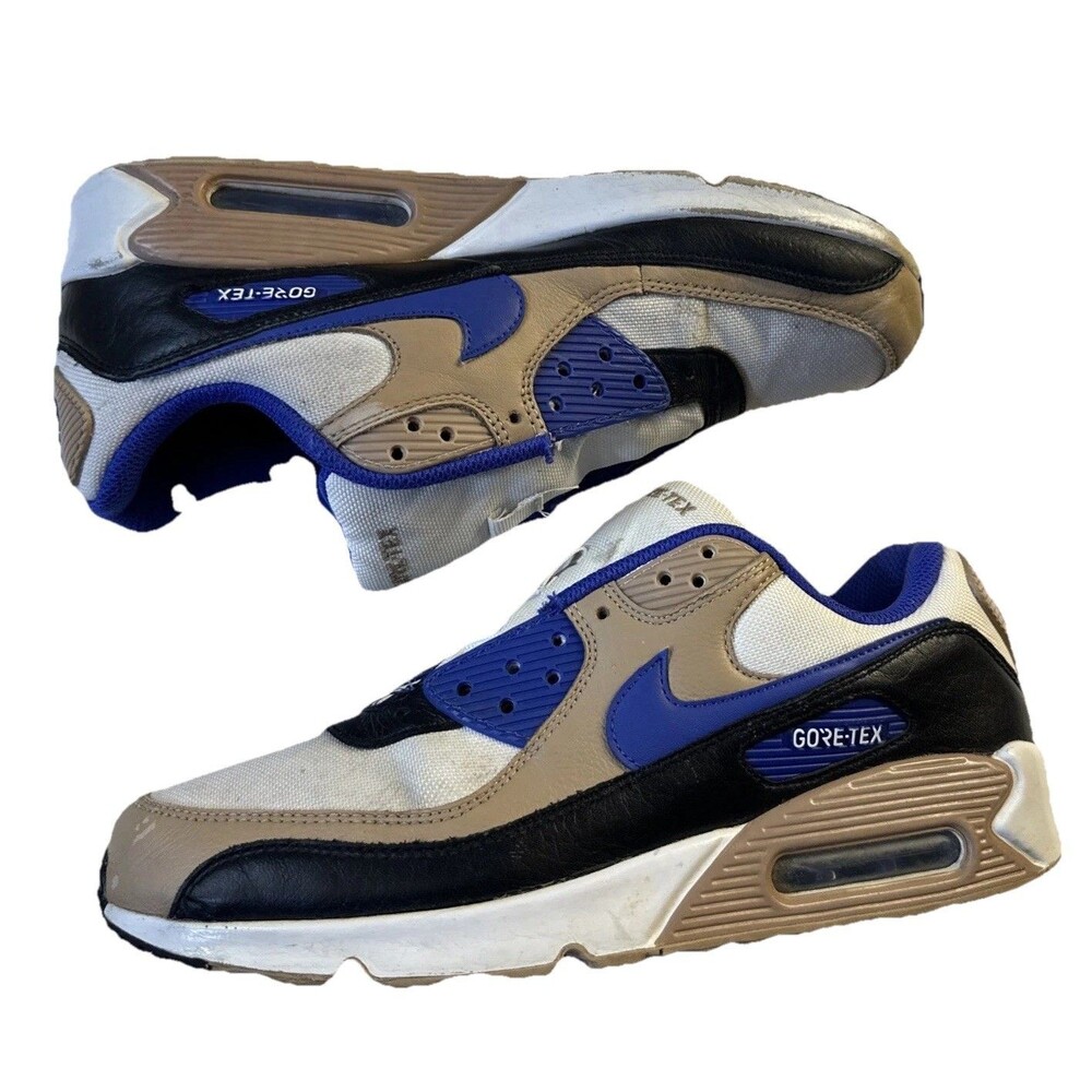 Nike Air Max 90 Gore-Tex Shoes White Lapis Hemp Black FD5810-100 Mens Size 7.5